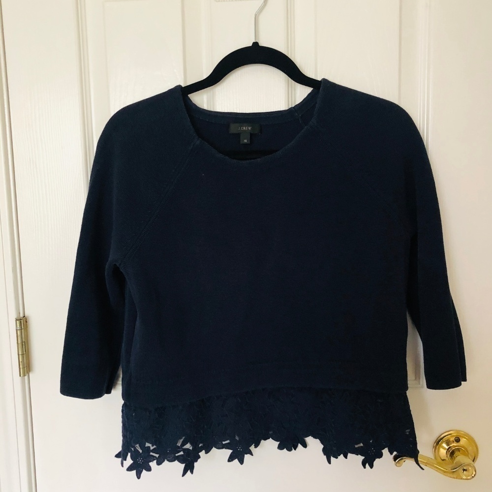 J. CREW - 3/4 Sleeve Sweater - Dark Navy - XS